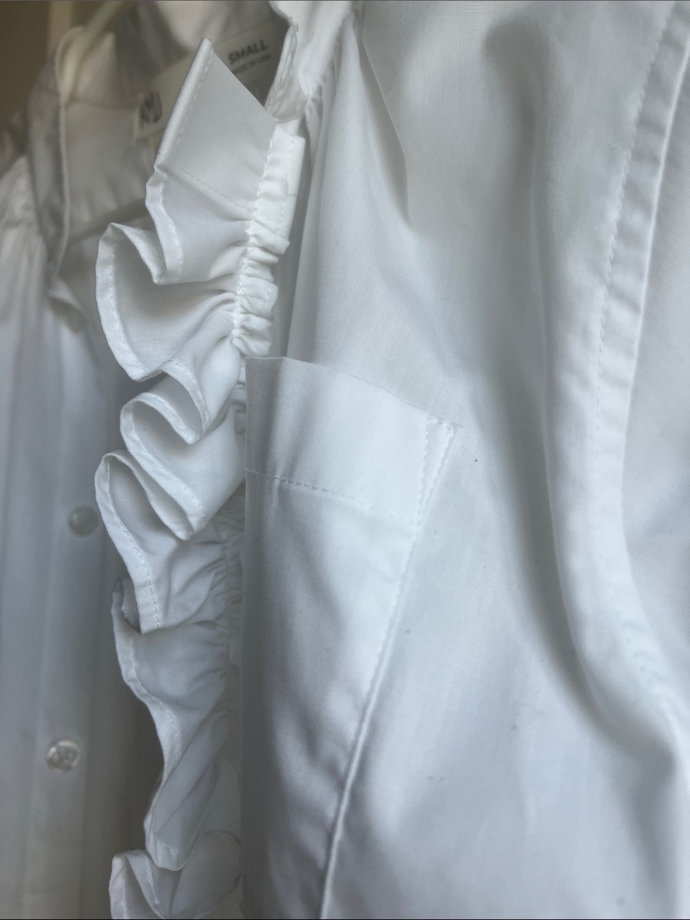 KMJ White Ruffle-Trim Button-Up Blouse - Picture 5 of 6